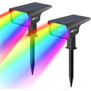 Solar Spotlights Outdoor,40 LEDs Color Changing RGB Landscape Path Lights,USB